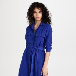 L'AGENCE Cameron Long Shirt Dress - Surf Blue Size Small